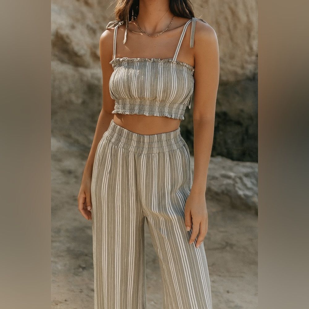 🌿 Salty Lemon Linen Two-Piece Set - Size M 🍋